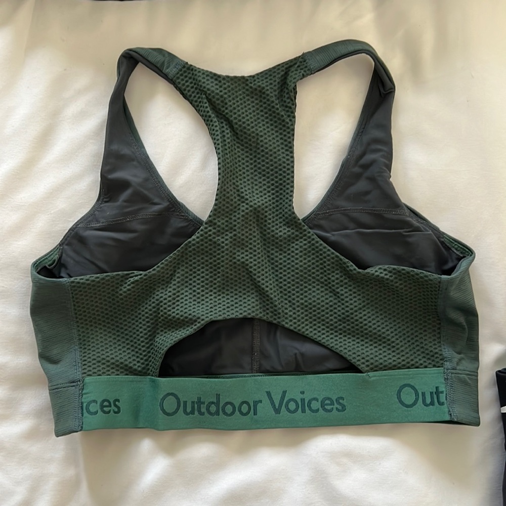Green Outdoor Voices sports bra